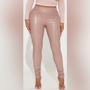 Faux Leather Leggings Blush pink Size L NWT